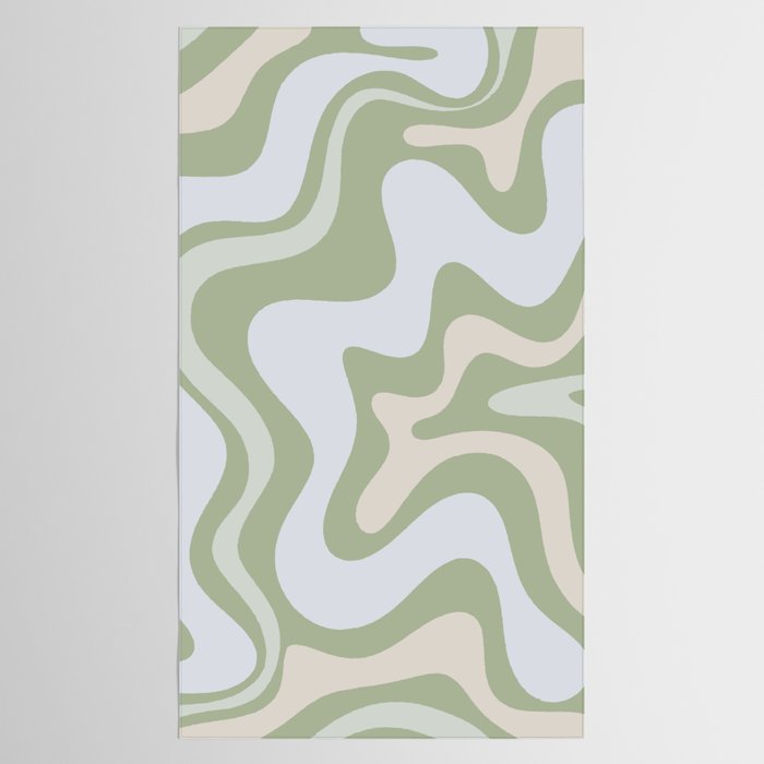 Liquid Swirl Contemporary Abstract Pattern in Light Sage Green Tablecloth Gallery Image 2
