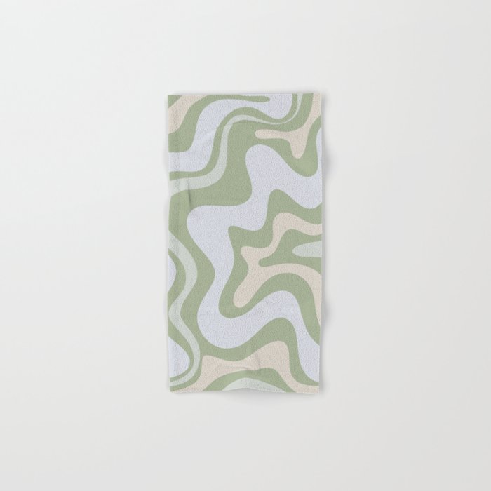 Liquid Swirl Contemporary Abstract Pattern in Light Sage Green Bath Towel Gallery Image 1