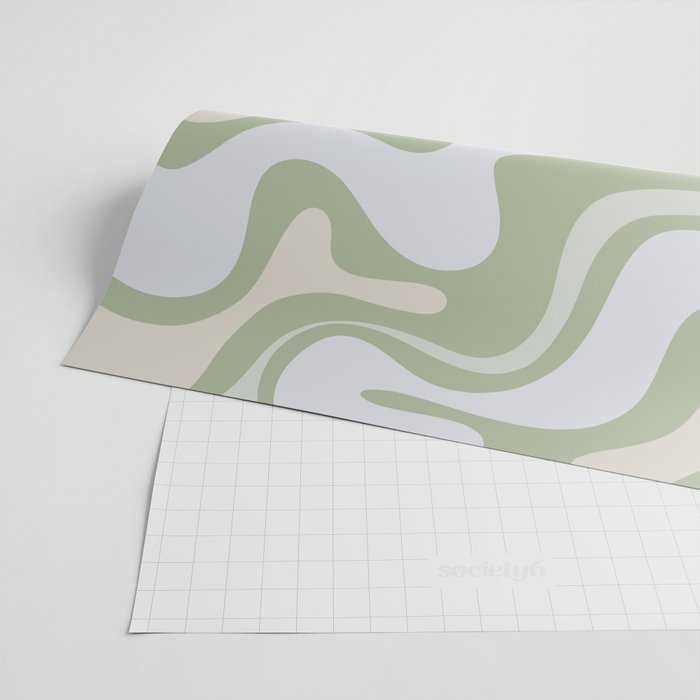 Liquid Swirl Contemporary Abstract Pattern in Light Sage Green Wrapping Paper Gallery Image 2