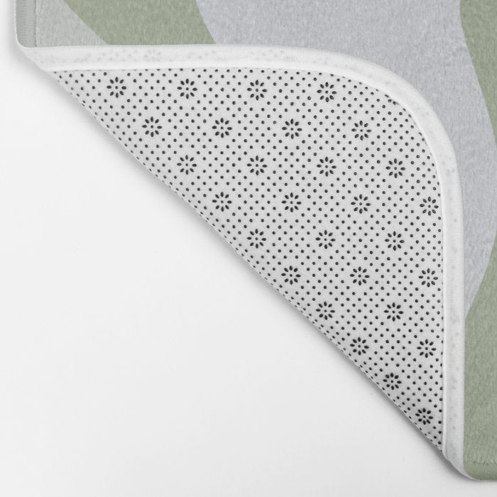 Liquid Swirl Contemporary Abstract Pattern in Light Sage Green Bath Mat Gallery Image 2