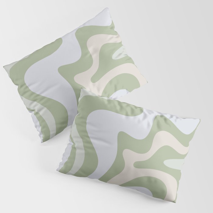 Liquid Swirl Contemporary Abstract Pattern in Light Sage Green Pillow Sham Gallery Image 3