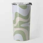 Liquid Swirl Contemporary Abstract Pattern in Light Sage Green Travel Mug Gallery Image 2