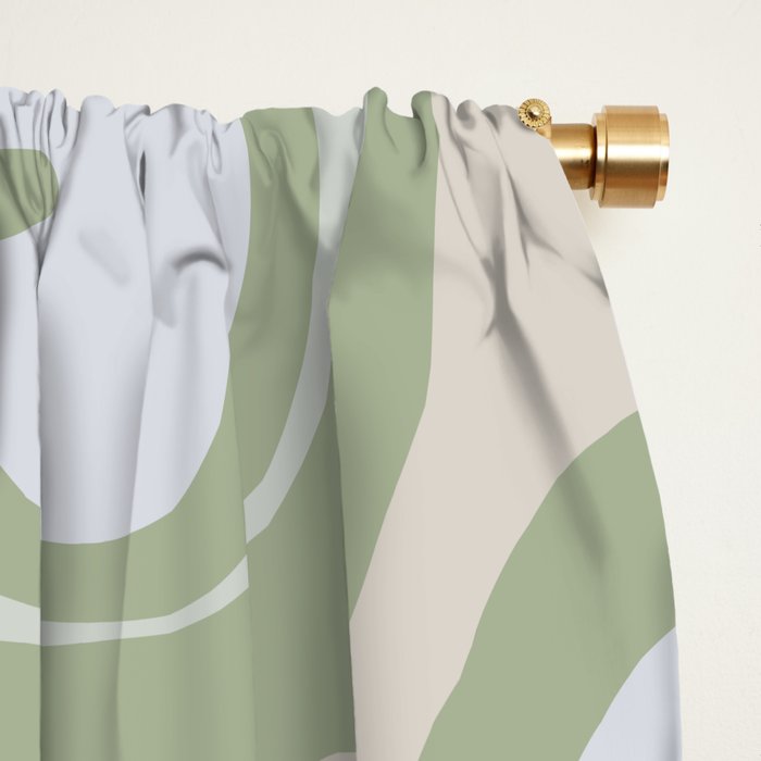 Liquid Swirl Contemporary Abstract Pattern in Light Sage Green Window Curtain Gallery Image 2