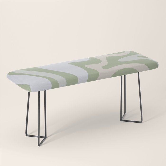 Liquid Swirl Contemporary Abstract Pattern in Light Sage Green Bench Gallery Image 1