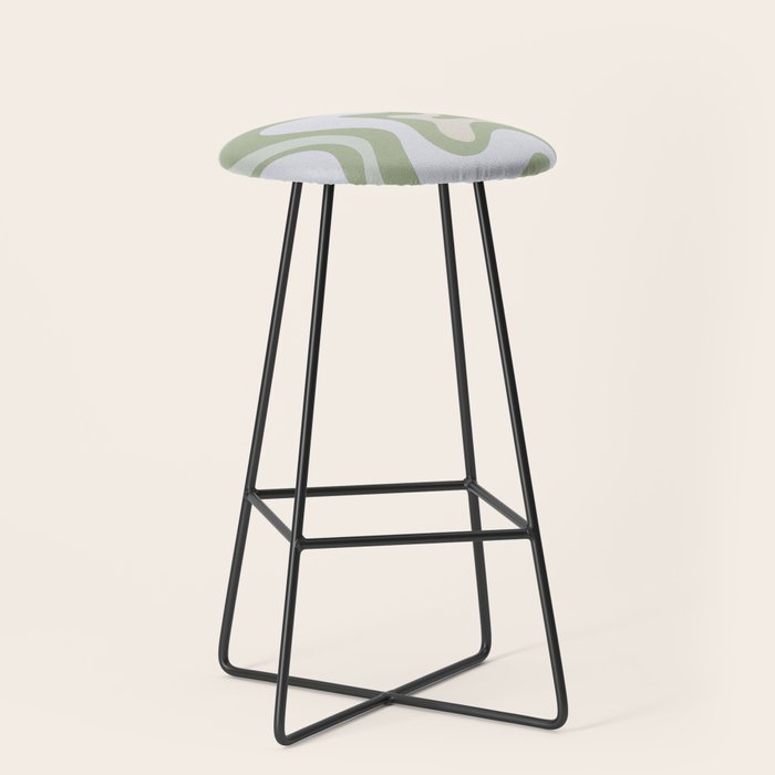 Liquid Swirl Contemporary Abstract Pattern in Light Sage Green Stool Gallery Image 1