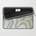 Liquid Swirl Contemporary Abstract Pattern in Light Sage Green Laptop Sleeve Gallery Image 2