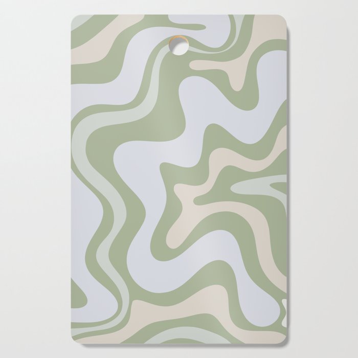 Liquid Swirl Contemporary Abstract Pattern in Light Sage Green Cutting Board Gallery Image 1