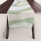 Liquid Swirl Contemporary Abstract Pattern in Light Sage Green Table Runner Gallery Image 1