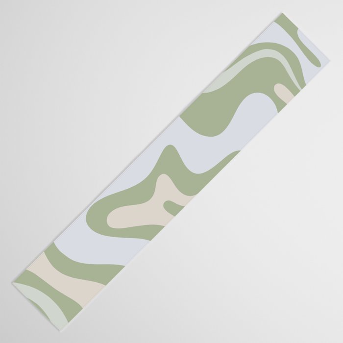 Liquid Swirl Contemporary Abstract Pattern in Light Sage Green Table Runner Gallery Image 3