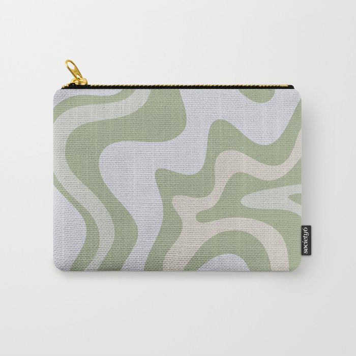 Liquid Swirl Contemporary Abstract Pattern in Light Sage Green Carry All Pouch Gallery Image 1