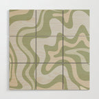 Liquid Swirl Contemporary Abstract Pattern in Light Sage Green Wood Wall Art Gallery Image 1