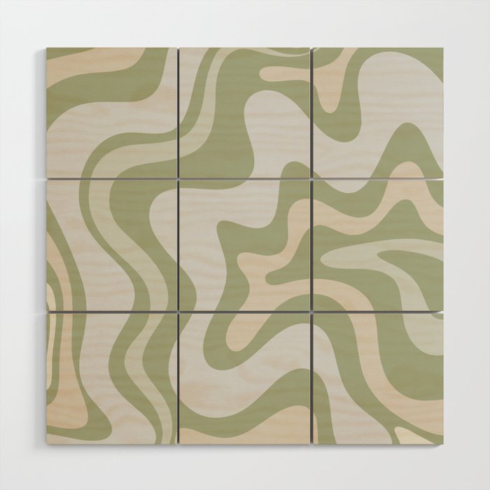 Liquid Swirl Contemporary Abstract Pattern in Light Sage Green Wood Wall Art Gallery Image 1