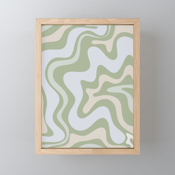 Liquid Swirl Contemporary Abstract Pattern in Light Sage Green Mini Art Print Gallery Image 1
