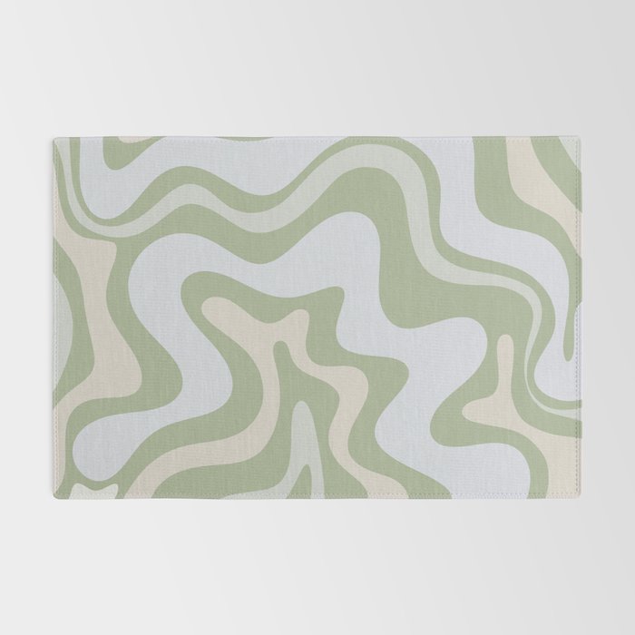 Liquid Swirl Contemporary Abstract Pattern in Light Sage Green Rug Gallery Image 2
