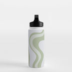 Liquid Swirl Contemporary Abstract Pattern in Light Sage Green Water Bottle Gallery Image 3