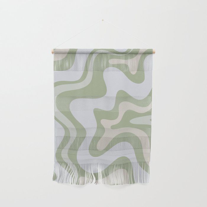 Liquid Swirl Contemporary Abstract Pattern in Light Sage Green Wall Hanging Gallery Image 1