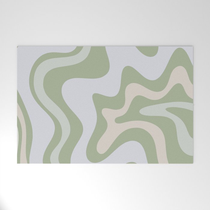 Liquid Swirl Contemporary Abstract Pattern in Light Sage Green Welcome Mat Gallery Image 1
