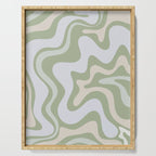 Liquid Swirl Contemporary Abstract Pattern in Light Sage Green Serving Tray Gallery Image 1
