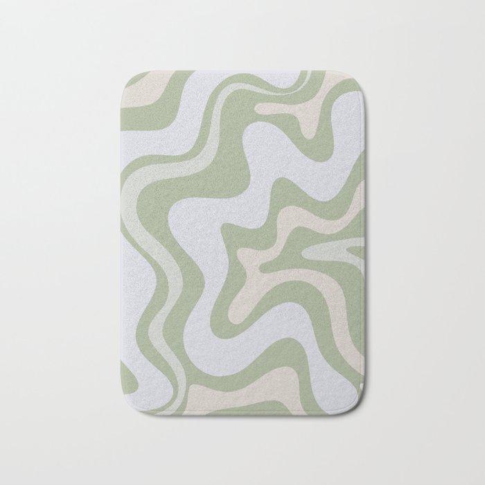 Liquid Swirl Contemporary Abstract Pattern in Light Sage Green Bath Mat Gallery Image 1