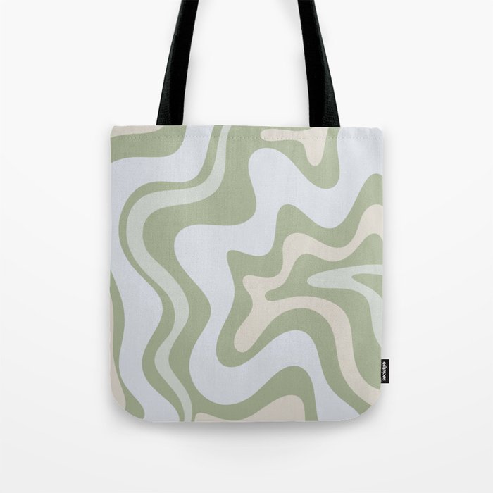 Liquid Swirl Contemporary Abstract Pattern in Light Sage Green Tote Bag Gallery Image 1