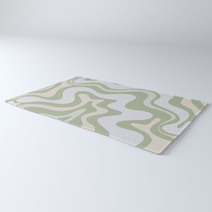 Liquid Swirl Contemporary Abstract Pattern in Light Sage Green Rug Gallery Image 3