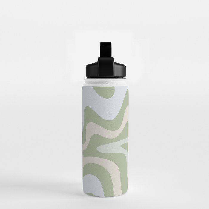 Liquid Swirl Contemporary Abstract Pattern in Light Sage Green Water Bottle Gallery Image 2