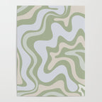 Liquid Swirl Contemporary Abstract Pattern in Light Sage Green Poster Gallery Image 4