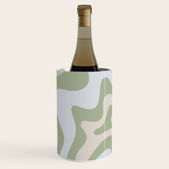 Liquid Swirl Contemporary Abstract Pattern in Light Sage Green Wine Chiller Gallery Image 1