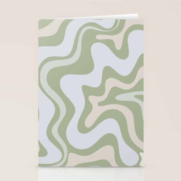 Liquid Swirl Contemporary Abstract Pattern in Light Sage Green Stationery Card Gallery Image 2