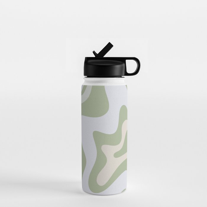 Liquid Swirl Contemporary Abstract Pattern in Light Sage Green Water Bottle Gallery Image 1