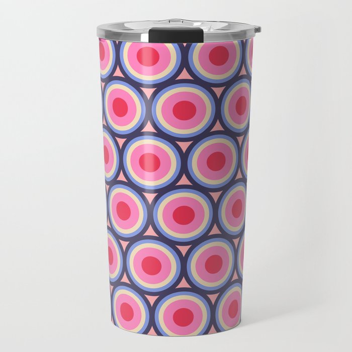 Geometric Mid Century Modern Pattern - Pink background  Travel Mug Gallery Image 1