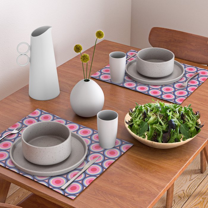 Geometric Mid Century Modern Pattern - Pink background  Placemat Gallery Image 2