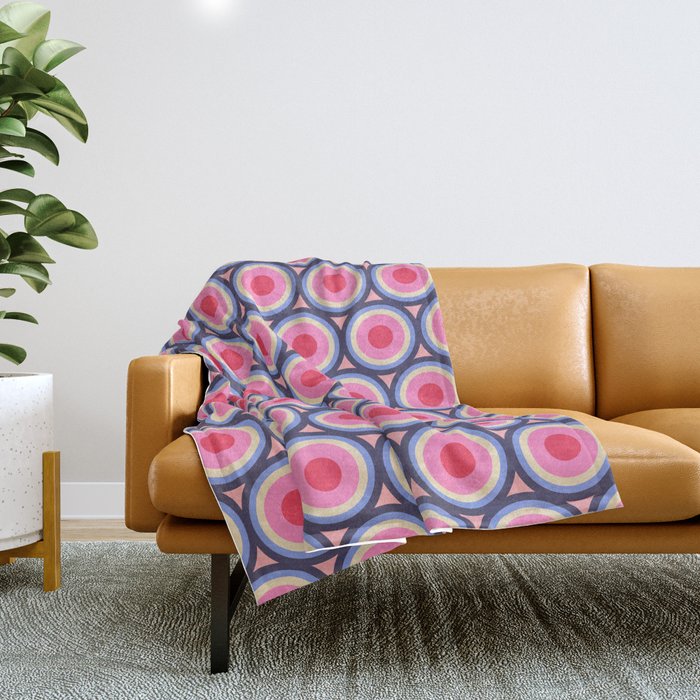 Geometric Mid Century Modern Pattern - Pink background  Throw Blanket Gallery Image 1