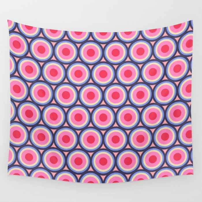 Geometric Mid Century Modern Pattern - Pink background  Wall Tapestry Gallery Image 4