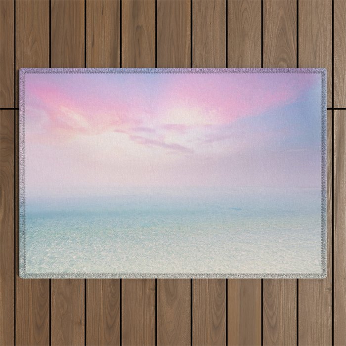 Pink Sunset, Ocean Art Outdoor Rug Gallery Image 1