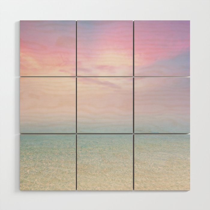 Pink Sunset, Ocean Art Wood Wall Art Gallery Image 1