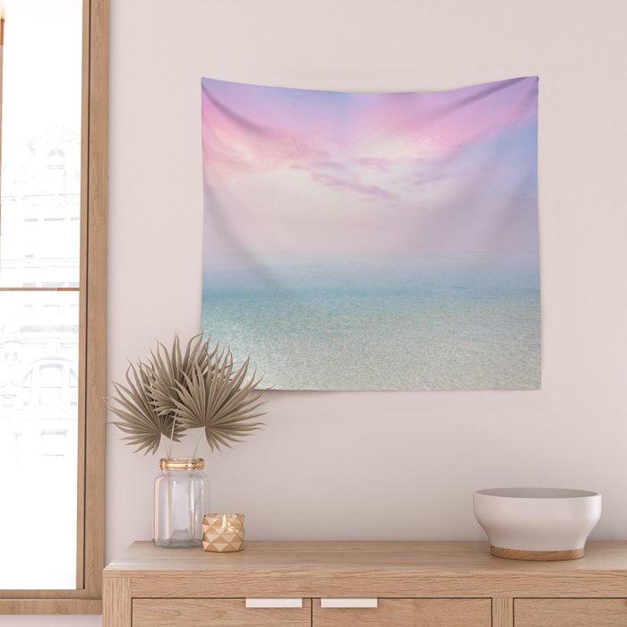 Pink Sunset, Ocean Art Wall Tapestry Gallery Image 2