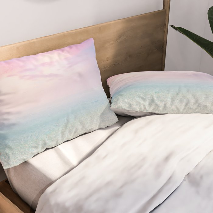 Pink Sunset, Ocean Art Pillow Sham Gallery Image 2