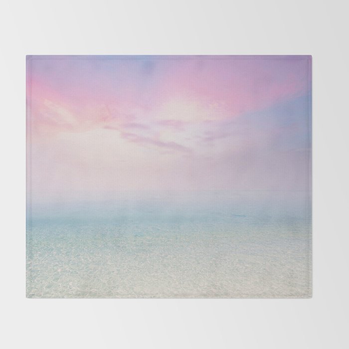Pink Sunset, Ocean Art Throw Blanket Gallery Image 2