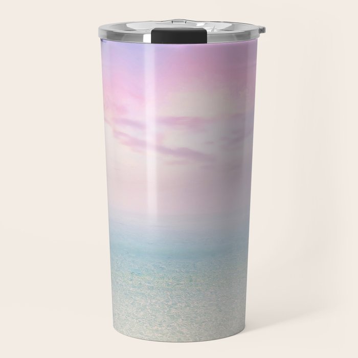 Pink Sunset, Ocean Art Travel Mug Gallery Image 1
