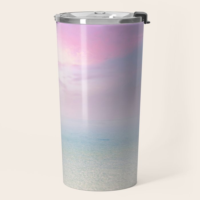 Pink Sunset, Ocean Art Travel Mug Gallery Image 2