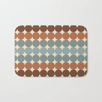 Dotty Stripes Retro Dot Pattern Muted Slate Blue Brown Orange Cream Beige Bath Mat Gallery Image 1