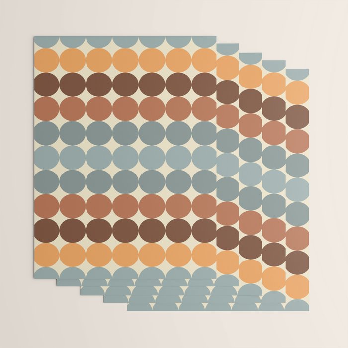 Dotty Stripes Retro Dot Pattern Muted Slate Blue Brown Orange Cream Beige Wrapping Paper Gallery Image 3