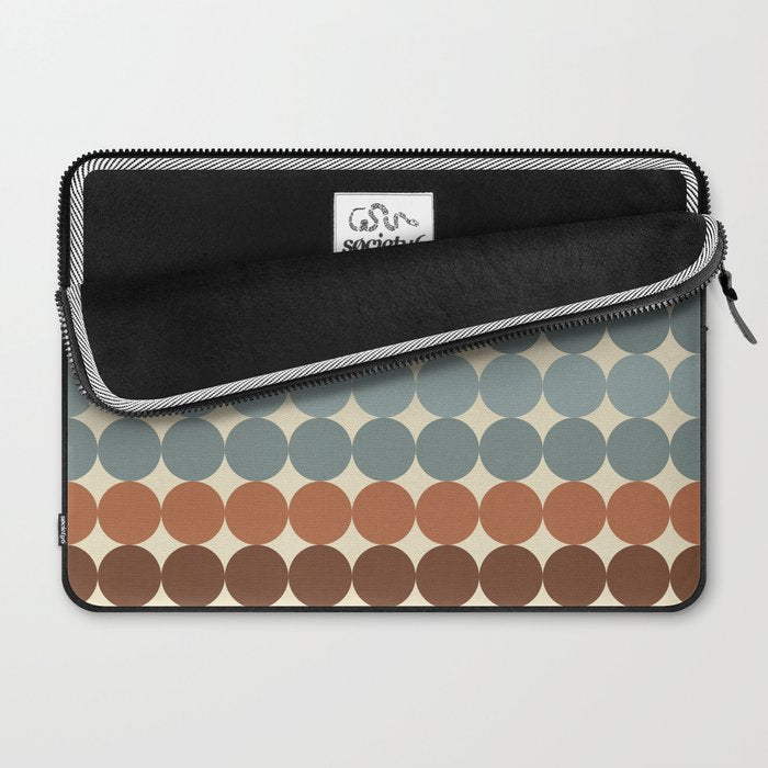 Dotty Stripes Retro Dot Pattern Muted Slate Blue Brown Orange Cream Beige Laptop Sleeve Gallery Image 2