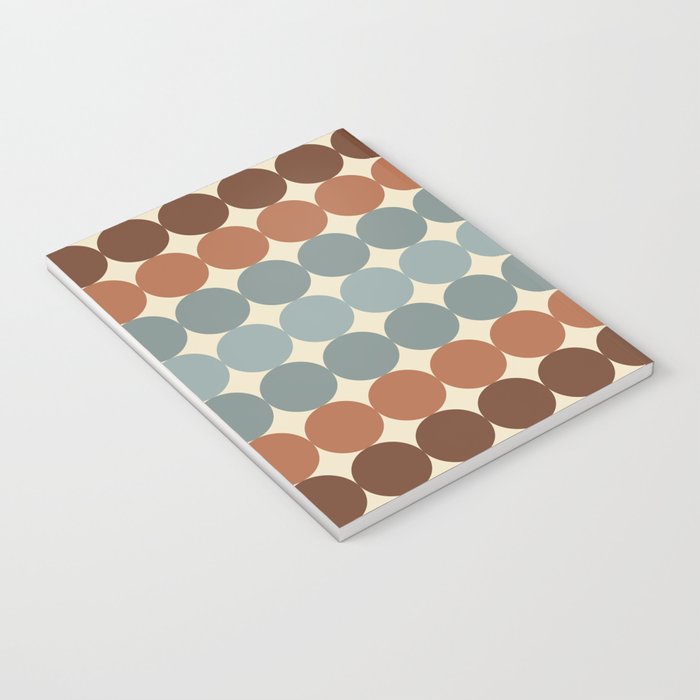 Dotty Stripes Retro Dot Pattern Muted Slate Blue Brown Orange Cream Beige Notebook Gallery Image 3