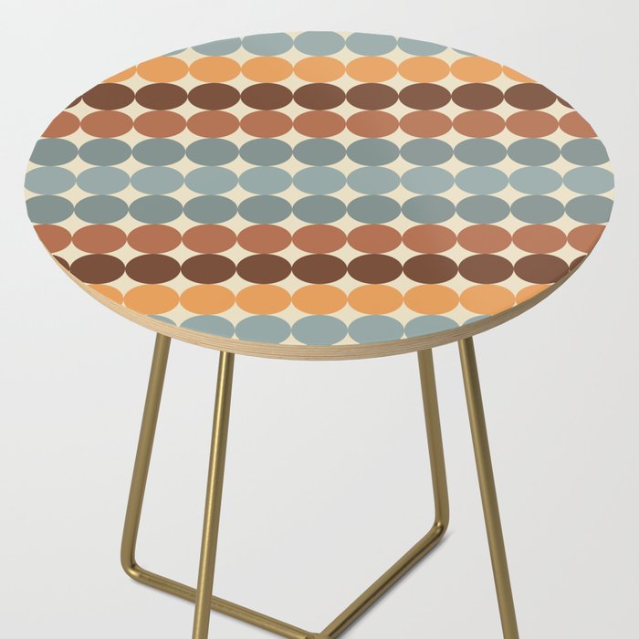 Dotty Stripes Retro Dot Pattern Muted Slate Blue Brown Orange Cream Beige Side Table Gallery Image 2