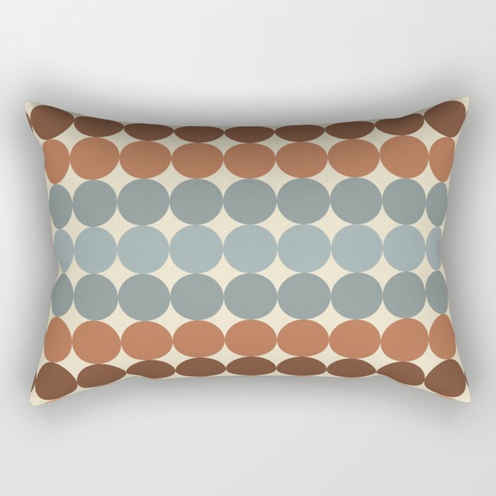 Dotty Stripes Retro Dot Pattern Muted Slate Blue Brown Orange Cream Beige Rectangular Pillow Gallery Image 2
