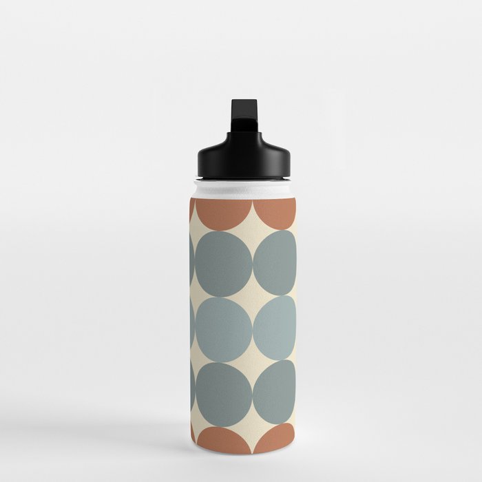 Dotty Stripes Retro Dot Pattern Muted Slate Blue Brown Orange Cream Beige Water Bottle Gallery Image 3