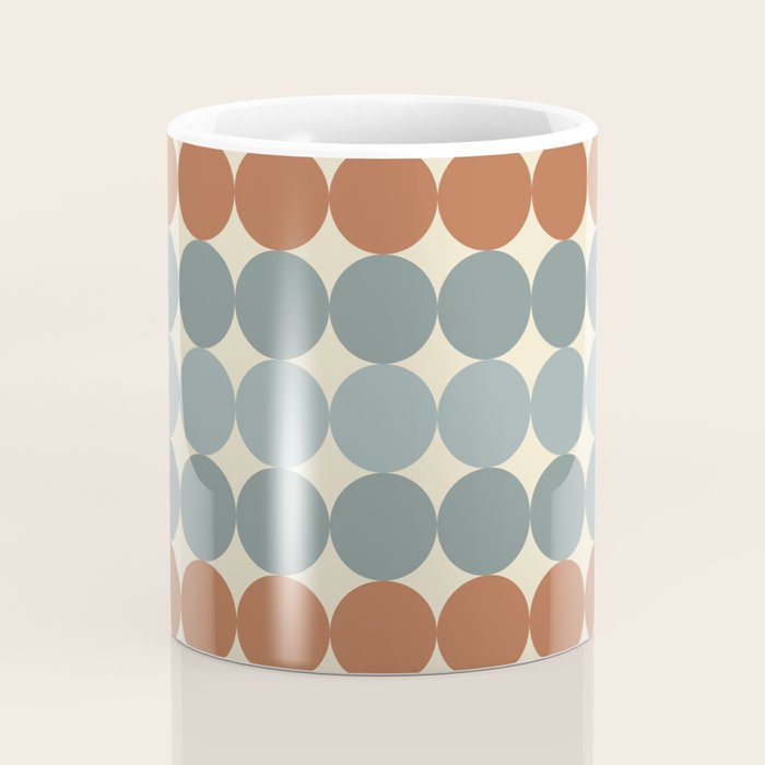 Dotty Stripes Retro Dot Pattern Muted Slate Blue Brown Orange Cream Beige Coffee Mug Gallery Image 4