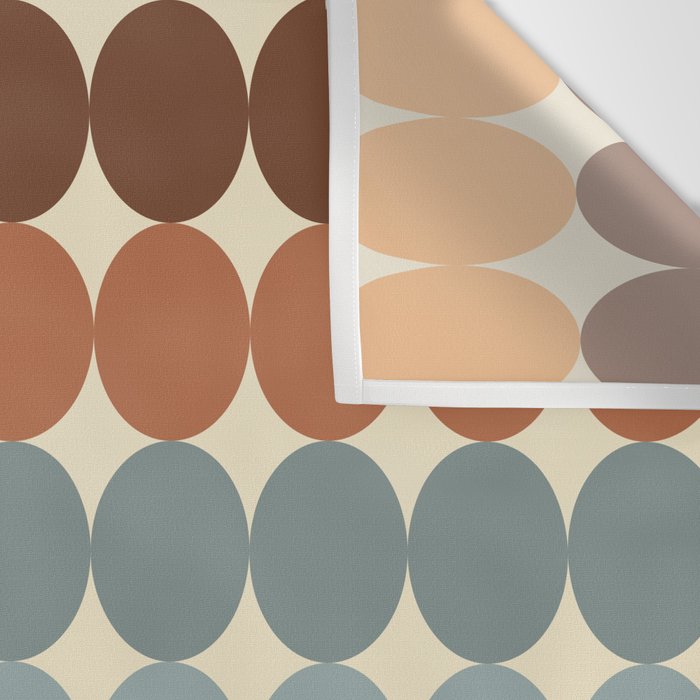 Dotty Stripes Retro Dot Pattern Muted Slate Blue Brown Orange Cream Beige Wall Tapestry Gallery Image 3